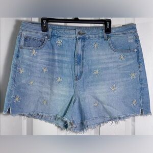 American Eagle Mom Shorts Size 20 Daisy Embroidered Cutoff Denim NWT High Rise